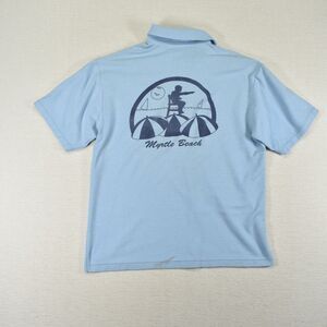 Vintage Screen Stars Myrtle Beach Polo Shirt Mens M Blue USA Made Single Stitch